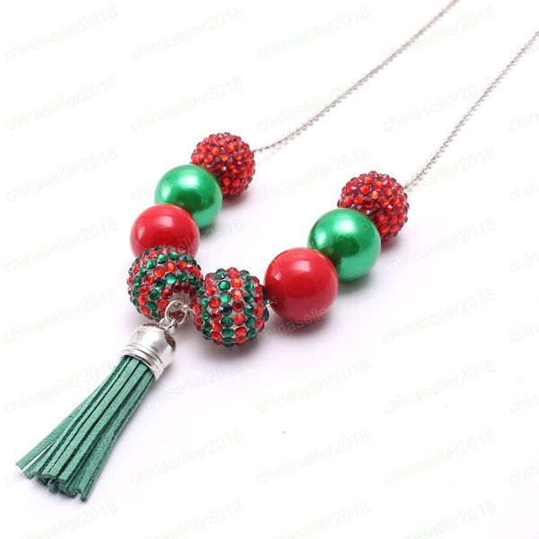 

christmas jewelry long chain necklace handmade baby chunky bubblegum beads necklace tassel pendant necklace dropship, Silver