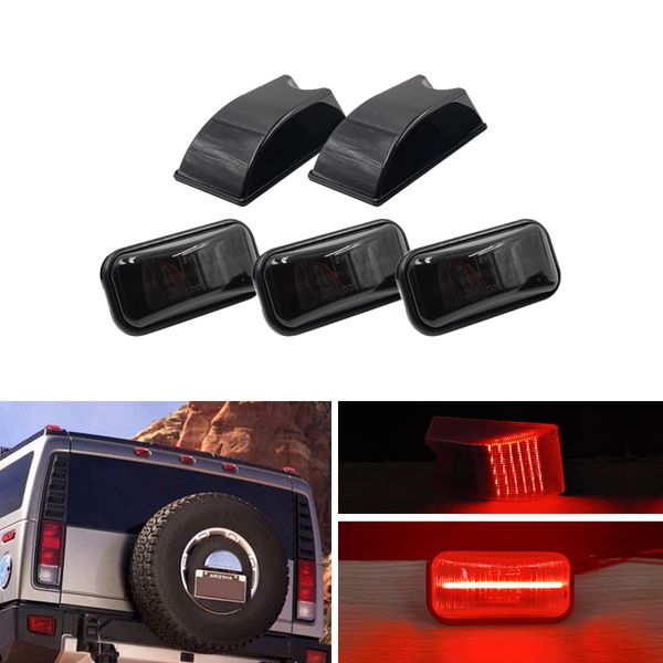 

5x smoke lens rear red led cab roof center side marker lights for hummer h2 2003-2009 h2 sut 2005-2009