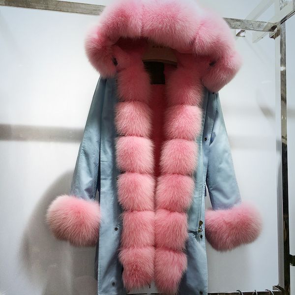 

new fur parka coat women fur lined parkas black winter thick real long coat warm female outerwear
