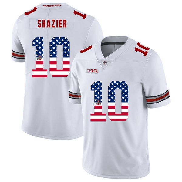 

justin fields stitched youth ohio state buckeyes chris kuhn robert landers usa flag college football jersey, Black