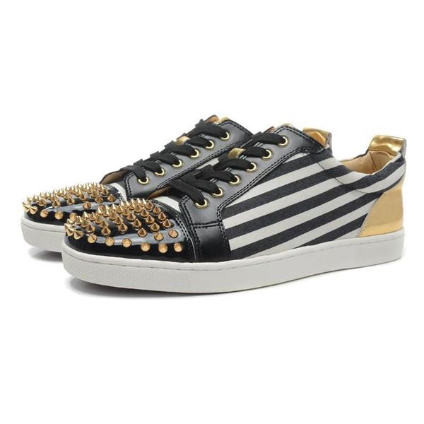 

luxury casual shoes red bottom ace glitter rivet studded spikes bead velvet leather business party men women brand design flats loafers, Black