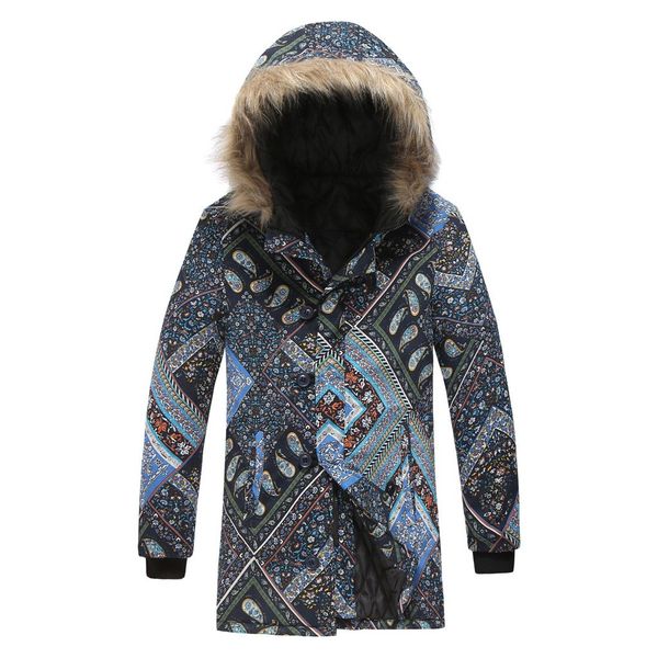 

man winter warm outwear floral print hooded pockets vintage oversize coats brand casual fit overcoat jacket outerwear male 11.5, Black
