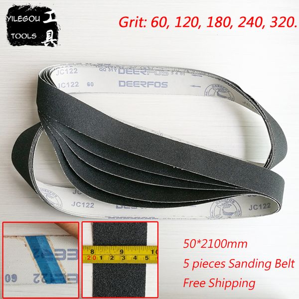 

5 pieces 50*2100mm sanding belt for metal 2100*50mm sanding screen wet and dry dual-use with grit 60 120 180 240 320 for metal