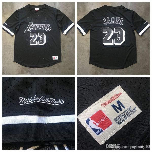 

los angeles lakers basketball nba jersey 23 lebron james pants mitchell ness dense au fabric black mesh jerseys