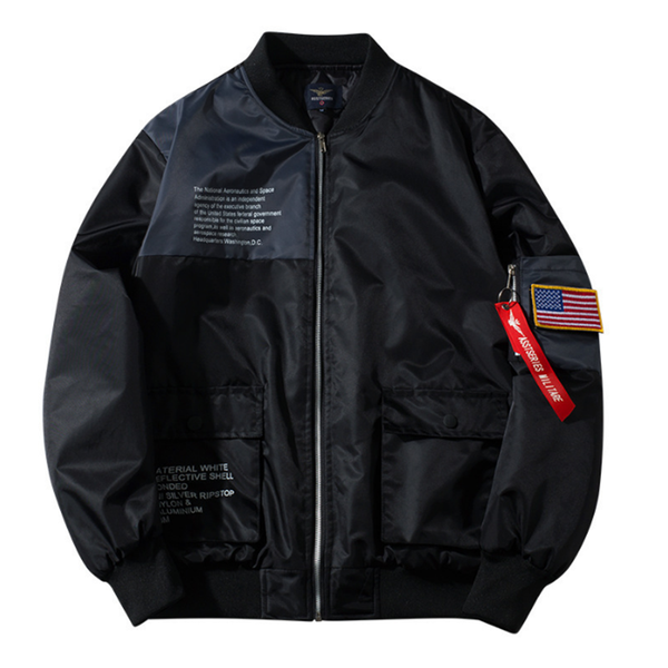 

2019 new fashion comfortable autumn and winter men's jacket casual solid color stand collar flight jacket, Black;brown