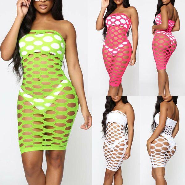 

summer women beach cover up off shoulder short dress bodycon beachwear female hollow-out sunscreen see through swimsuit, Blue;gray
