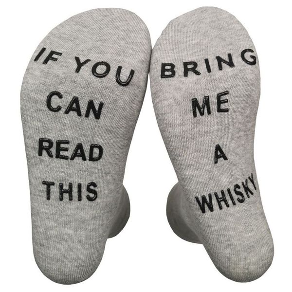 

women men novelty funny non-skid crew socks if you can read this whisky hosiery, Black