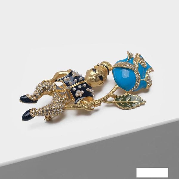 

оптовые эмалированный рыцарь с винтажем розы броши, Gray