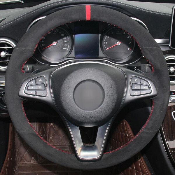 

for benz c180 c200 leather steering wheel cover hand-stitch on wrap cover