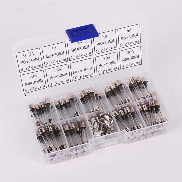 

quick cblow glass tube fuse assorted kit /w fuse holder set 72pcs 6x30mm