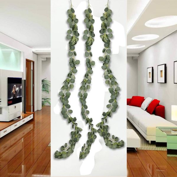 

decorative flowers & wreaths 1pc 2m artificial silk green eucalyptus vines fake plants ivy rattan wall vertical decor garden wedding party h
