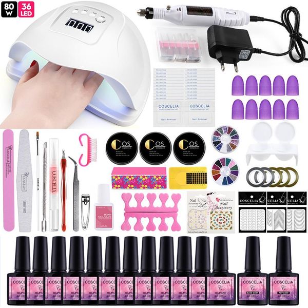 

Маникюр акриловых Nail Kit Кисть для маникюра Гель для ногтей Kit UV LED Набор лампы для н