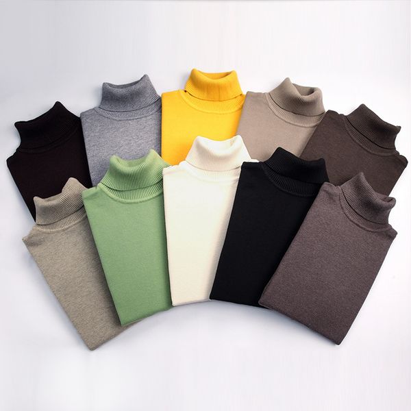 

men's autumn winter solid color turtleneck sweater bottoming shirt warm turtleneck sweater two wild lapel f39 high-quality, White;black