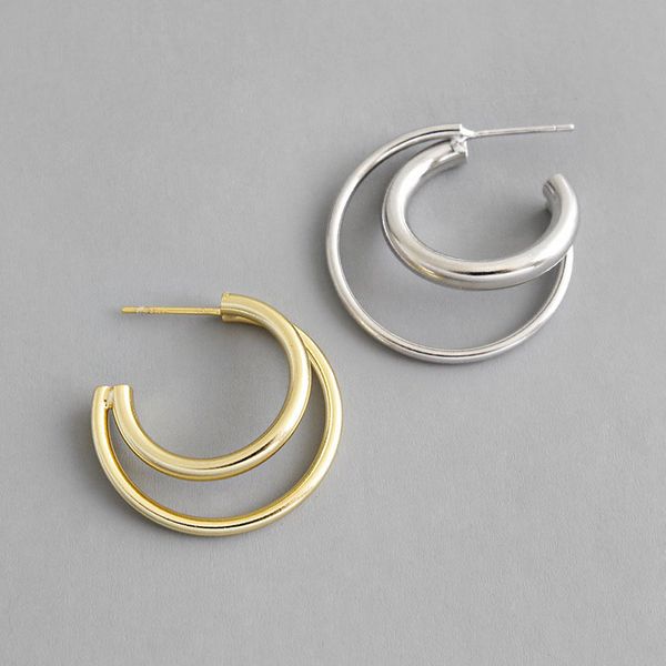 

concise stud earring gold earrings for women earings fine fashion jewelry gift for lady pendientes plata de ley 925 mujer, Golden;silver