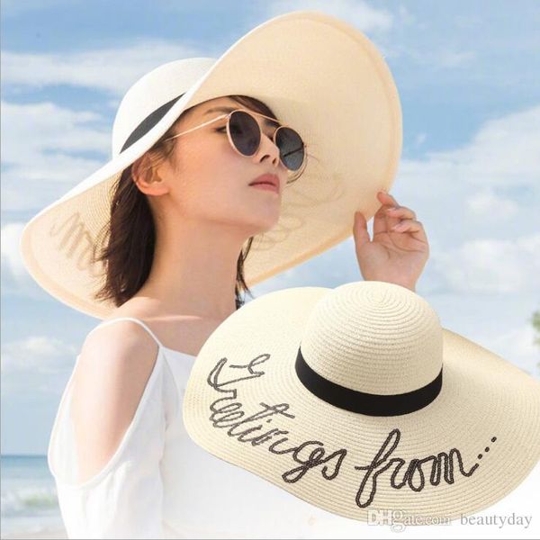 

women bridal summer sun hats for bridesmaid team beach lady girls gifts casual simple summersunhat, White