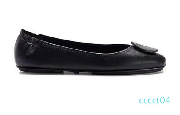 

fashion brand logo designer genuine leather designer casual travel ballet flats genuine leather women flat shoes sz 35-41 ct4, Black