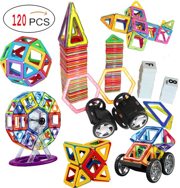 

120 piece magnetic tiles magnetic building blocks toys for kids