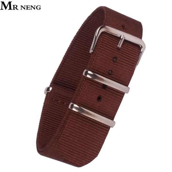 

mr neng brand 22mm army sports nato fabric nylon watchband 22 mm accessories bands buckle belt watch strap brown, Black;brown