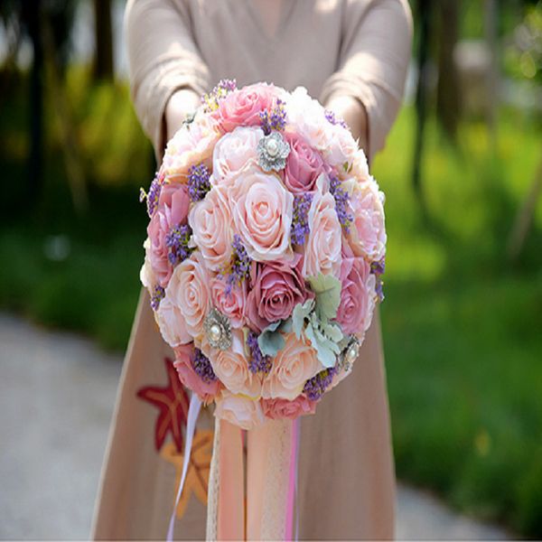 Amazing Artificial Silk Flower Wedding Bridal Bouquets Outside Garden Wedding Suppliers Bridesmaids Handhold Home Decoration 2019 Cheap Wedding