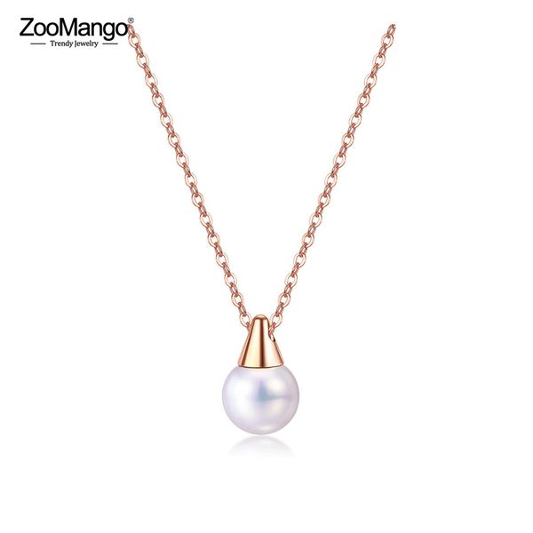 

zoomango trendy stainless steel simulated pearl pendant necklaces jewelry bohemia chain link choker necklace for women zogx1562, Silver