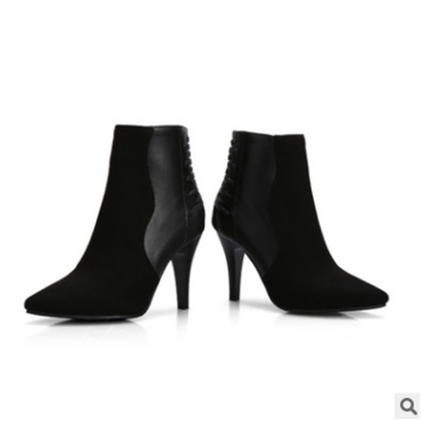 

women's zipper high heel boots, Black
