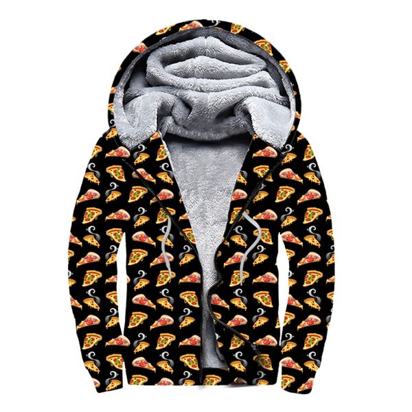 

fashion digital printing thickened fuzzed double layer zipper hat guard clothes, Black