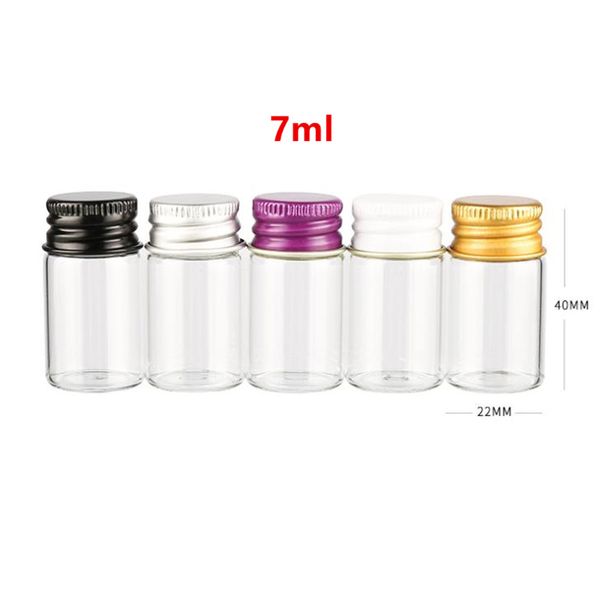 

7ml mini clear glass vials with aluminum screw cap (22*40mm )essential oil sample bottles fast shipping f2378