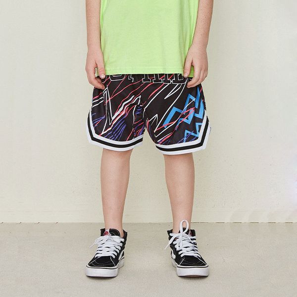 

2019summer new children's tide brand hip hop graffiti shorts boy basketball casual pants girl loose breathable shorts, Black