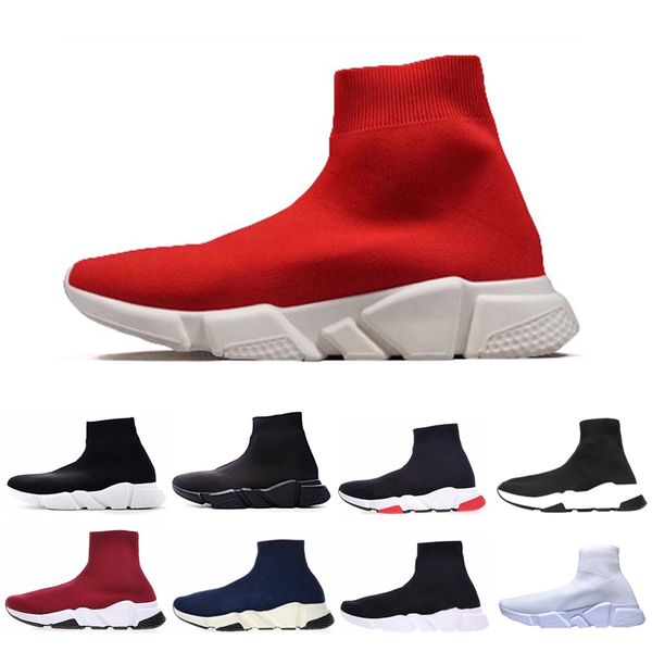 

New 2019 Socks shoes fashion speed trainer for men women sneakers red white triple black glitter mens trainers casual shoes size 36-45