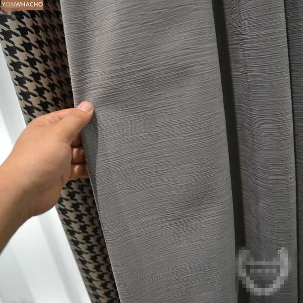 

custom curtains simple modern light living room floor-to-ceiling art grey cloth blackout curtain tulle drape b926