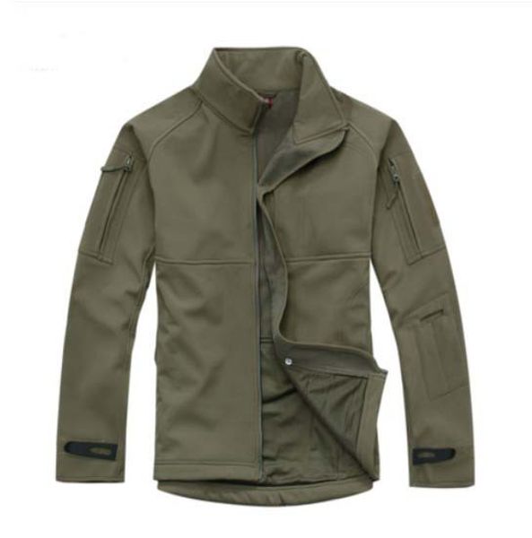 

army green jacket outdoor hunting waterproof jackets softshell with fleece lining men's windbreaker coat for caming hiking gear, Blue;black