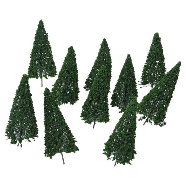 

practical boutique 10pcs scenery landscape model cedar trees 12cm---dark green