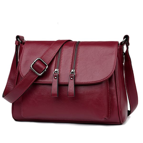 

2019 new double zipper women messenger bags soft women crossbody bag designer women pu leather handbags female bags