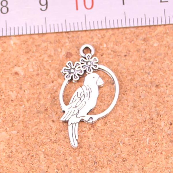 100 Stück Charms Vogel Papagei Vogelkäfig Antik Silber vergoldet Anhänger Herstellung DIY handgemachten tibetischen Silberschmuck 14*28mm