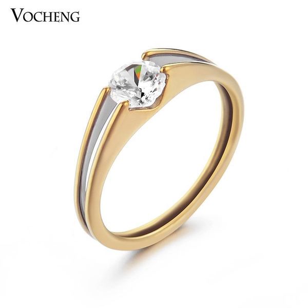 

vocheng mix размеры gold или silver plated простой дизайн свадебные наборы цирконий кольцо кольцо из нержавеющей стали vr-093, Golden;silver