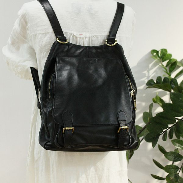

multi-use genuine leather backpack women shoulder bag female anti-theft zipper travel daypack youth bagpack mochila