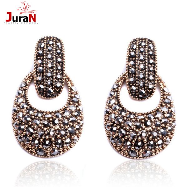 

juran factory wholesale women fashion crystal drop earrings party jewelry brand earrings 15 styles brincos 2019, Silver