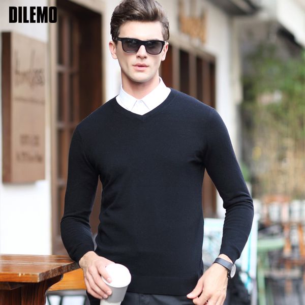 

2019 grade new fashion brand sweater mens pullover v neck neslim fit jumper knitting autumn korean style casual mens clothes, White;black