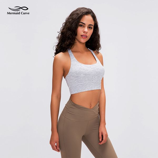 

mermaid curve women's favourite yoga bras energy bra long line versatility sports bras medium support b/c cup fitness bra top, White;black