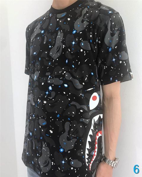 

summer t shirt designer brand fashion tees starry sky pattern breathable loose shorts sleeves men women luxury t shirts brand6, White;black