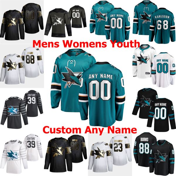

san jose sharks all-star jerseys 21 brandon davidson erik karlsson brent burns logan couture tomas hertl mens hockey jerseys custom stitched, Black;red