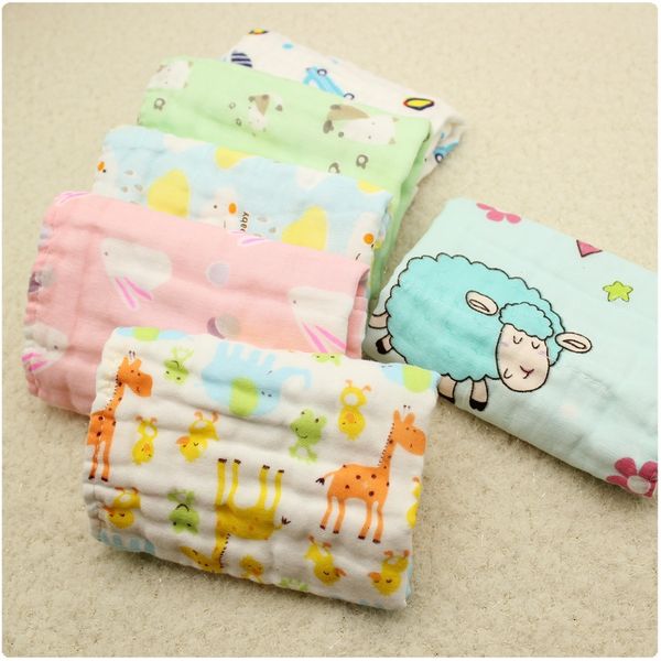 

think frog boutique (2-piece) colorful bottom 6-layer gauze wash square baby towel handkerchief handkerchief cotton wash towel