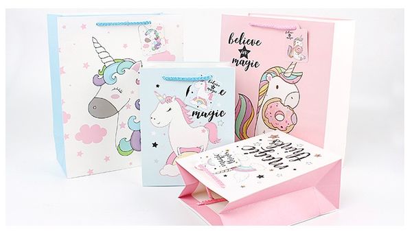 3 Size Unicorn Paper Gift Bags With Handles Festival Party Gift