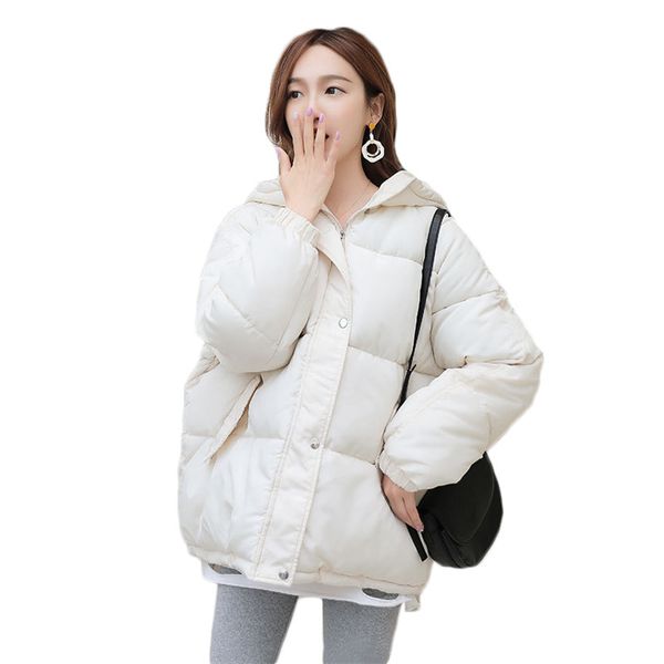 

winter jacket women white m-2xl plus size loose hooded parkas 2020 autumn new fashion black short long sleeve cotton coat cx1202