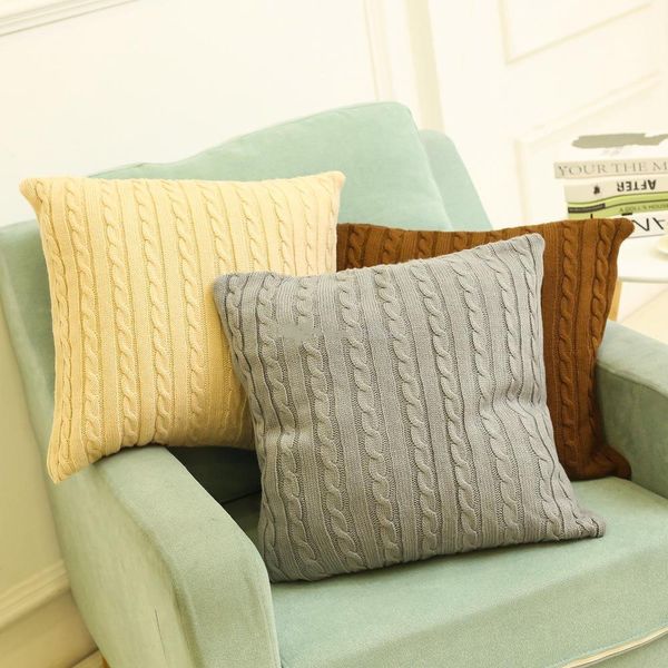 

45*45cm christmas knitted pillow case cover european crochet button chevron sofa car cushion cover home decor xmas gifts dhl an2751