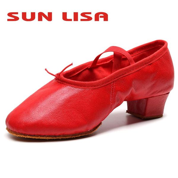 

sun lisa women's lady's girl's teacher's dancing shoes soft pointe ballet jazz dance shoes pigskin exercise