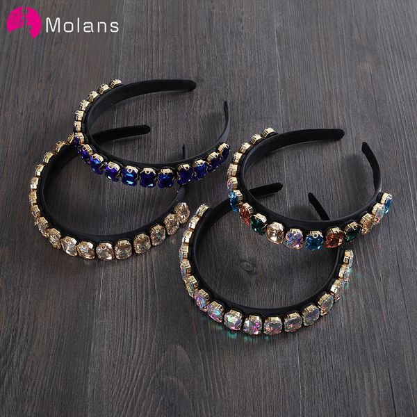 

molans 2019 fashion broque bridal headband hair accessories square diamond hair hoop elegant simulation crystal wedding hairband