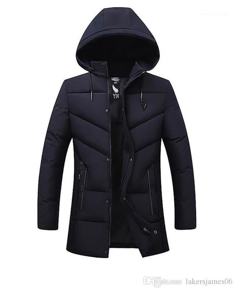 

sleeve business style homme clothing puls size solid color casual apparel mens winter designer down hooded long, Black