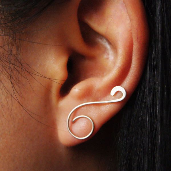 

925 silver ear climber earrings custom handmade circle earring gold filled jewelry punk oorbellen minimalist earrings for women