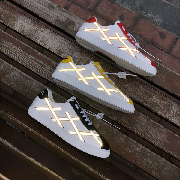 

new popular men noctilucent casual shoes style leather man casual shoes the latest fashion sole flat men eur 38-44 size, Black